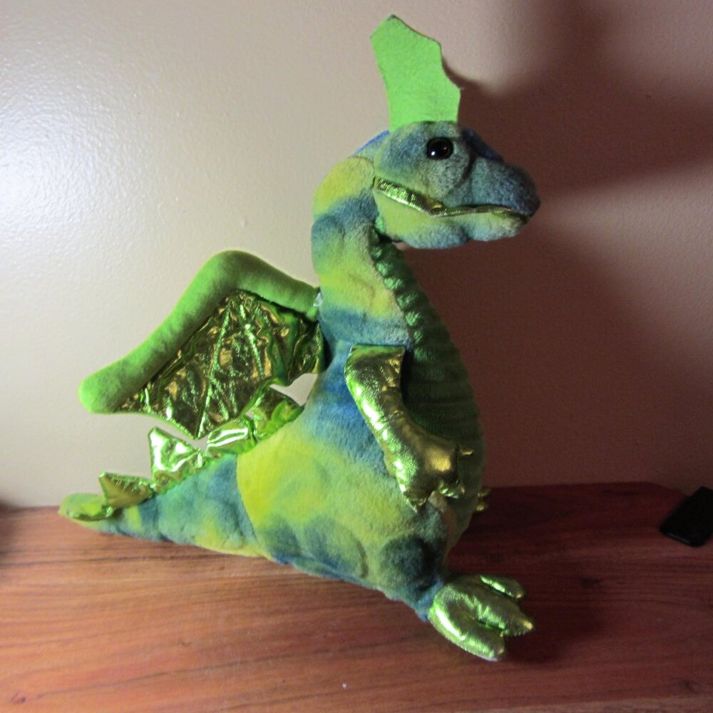 plush Holiday Home Blue/Green Dragon stuffed animal discontinued (W3665)